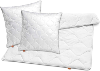 sleepling Bettdecke + Kopfkissen Bettwaren Set, Füllung: 100% Polyester, Bezug: 100% Polyester, 2x Kopfkissen 80x80 cm + Winter Bettdecke 200x200 cm, Ökotex 100