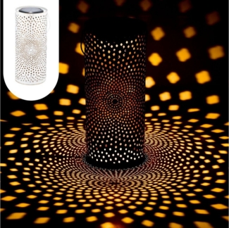 Marrakesch Orient & Mediterran Interior LED Solarleuchte Vintage Solarlaterne Solar Laterne Windlicht Lampe Outdoor Swann Weiss, LED fest integriert