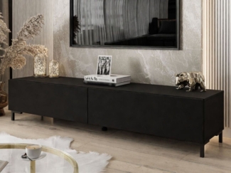 ALLHOUSE24 Lowboard MATT SCHWARZ 175 mit Füße schwarz / gold matt TV Schrank BERLIN, 175 cm Breite