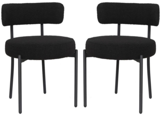Puluomis Esszimmerstuhl (2/ 4/6er Set Bouclé mit Rückenlehnen, Polsterstühle Küchenstühle mit Metallbeinen, für Esszimmer Küche Wohnzimmer Schlafzimmer, Modern Retro Design, 2 St), Weiß, Schwarz