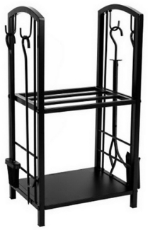 Kaminholzregal mit Besteck, Metallregal für Feuerholz und Briketts, Holzaufbewahrung