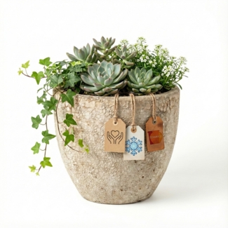 Keramik Blumentopf Eggpot Lava Weiß Ø 29cm Struktur Übertopf geschliffen Unikat