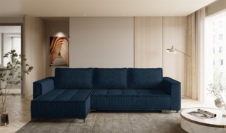 Ecksofa Schlafsofa Sofa JUNA Stoff Terra Dunkelblau Ottomane Links