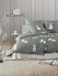 Irisette Biber Bettwäsche Koala 8654-30 Schneehase Olivgrün 135x200