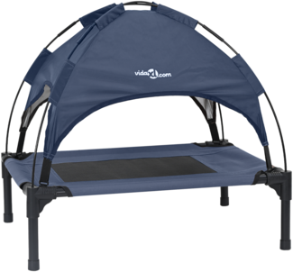 vidaXL Erhöhtes Hundebett mit Abnehmbarem Dach Marineblau S Stahl 42008177