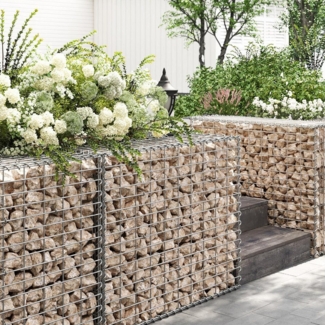 SONGMICS Gabionenkörbe, verzinkt, Metall silber, 100 x 80 x 30 cm, 10 Stück