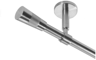 BASIT Gardinenstange Rohr Edelstahl 16 mm mit Deckenträgern 120 cm E11, Ø 16 mm, 1-läufig, verschraubt, Edelstahl, D11 120 cm E11 Kegel
