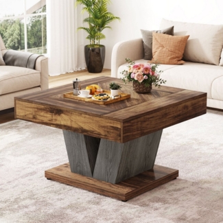 Tribesigns Couchtisch Quadratischer Holz-Couchtisch, moderner Mitteltisch, Cocktail-Teetisch