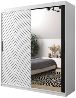 Kleiderschrank Sonter II 180 (Farbe: Weiß / Weiß + Schwarz, Größe: 180 cm, ohne Schubladen)