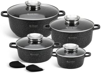 Edenberg Topf-Set Elegante, mattschwarze Töpfe in klassischem Design, Aluminium, Keramik (Gönnen Sie sich kulinarischen Komfort und Profiqualität in einem – mit diesem vielseitigen, stilvollen und langlebigen Topfset wird jedes Gericht zum Genuss!, 8-t...