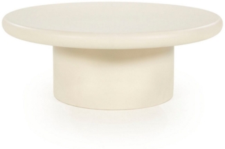 Maison ESTO Couchtisch Design Beistelltisch LAVIX rund aus Magnesiumoxid – in 3 Größen (Einzelartikel - kein Set, aber kombinierbar), Modernes Design in Naturtönen