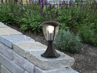 Sockelleuchte VENTA aus Aluminium im Landhausstil Schwarz, Höhe 30cm