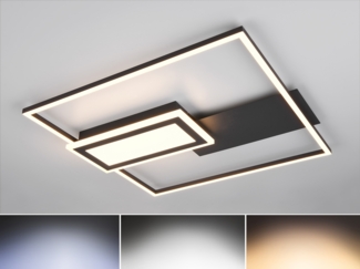 LED Deckenlampe SPIRO mit Fernbedienung flach in Schwarz, dimmbar, Quadrat 53cm