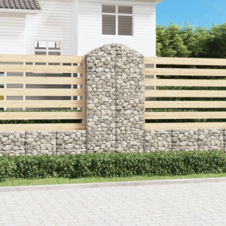 vidaXL Gabione mit Hochbogen 100x30x200/220 cm Verzinktes Eisen 153430