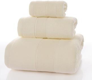 3-teiliges Badetuch-Set: Quadratisches Handtuch (34 x 34 cm), Handtuch (35 x 75 cm), Badetuch (70 x 140 cm). 100 % luxuriöse, reine Baumwolle, ultraweich, Hotelqualität, hoch saugfähig, geeignet für Bad, Dusche, Strand und den täglichen Gebrauch (creme...