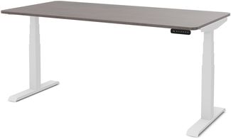 ASSMANN Elektrisch Höhenverstellbarer Familien Schreibtisch Pitino Curved 180x80cm Sichtbeton Anthrazit Signalweiß Metall Holz