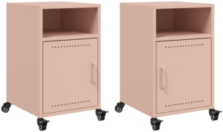 vidaXL Nachttische 2 Stk. Rosa 36x39x59 cm Stahl 846719