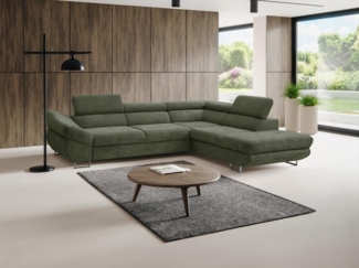 Vente-unique - Ecksofa mit Schlaffunktion - Ecke rechts - Strukturstoff - Grün - DALIAS