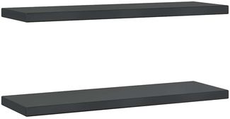 2er-Set Wandregale, Hängeregale 75x23,5x3 cm Schwarz Edelstahl de6515