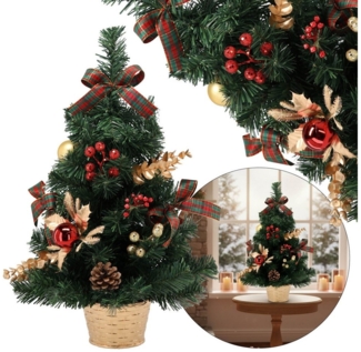 Sarcia. eu Künstlicher Weihnachtsbaum KLEIN künstlicher Weihnachtsbaum rot-gold im Topf geschmückt 50 cm