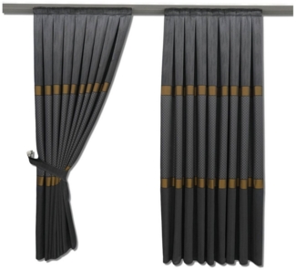 Gardinen by Justyna Vorhang 2er Fon Seiten Schal Set Anthrazit (4 St), Kräuselband, verdunkelnd, Fertiggardine,Hochwertiggardine,Turkischegardine,Falten,Pileli Perde