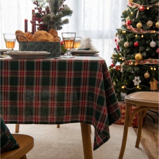 Qelus Tischdecke Weihnachten Tischdecke Karierte 140x140/140x200/140x260cm Waschbar, Weihnachtstischdecke für Weihnachts Party Küche Hochzeit