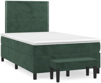 vidaXL Boxspringbett mit Matratze Dunkelgrün 120x200 cm Samt 3137776