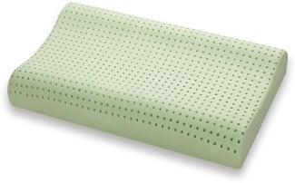 Marcapiuma Kissen aus Memory Bio Green Natur mit Heilkräutern Doppelwelle - Kopfkissen Memory Bio mit Bezug 100% Baumwolle Medizinprodukt CE Detektion 19% Orthopädisch milbendicht Made in Italy