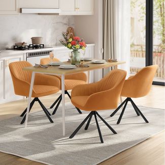 SONGMICS Esszimmerstuhl Esszimmerstuhl, Küchenstuhl, Sessel drehbar (4 St), Küchenstuhl drehbar, Stahlbeine, Samt, Polsterstuhl mit Armlehnen