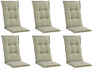 GO-DE Hochlehnerauflage NISA, B 50 x L 120 cm, Grün, 6er Set, (Set, 6 St), Gartenstuhlauflagen für Hochlehnstühle