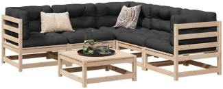 vidaXL 6-tlg. Garten-Sofagarnitur mit Kissen Massivholz Kiefer 3299445