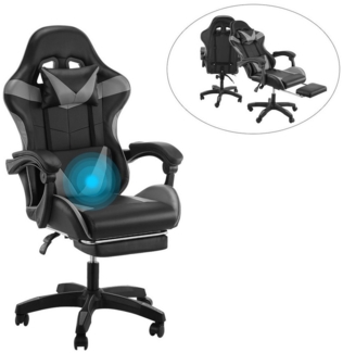LOVONLIVE Gaming Chair Ergonomischer Gaming Stuhl mit Fußstütze,Massagekissen&165°Rückenlehne (Ergonomischer Gaming Stuhl mit Massage-Lendenkissen und Fußstütze), Verstellbare Rückenlehne 90°-165°, Massagekissen, bis 150 kg Belastu