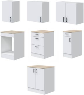 Dmora Komplette Küche Silphora, Moderne Küchenkomposition, Modular Set für Küche, Funktionelle Küchenlösung, Weiß und Eiche