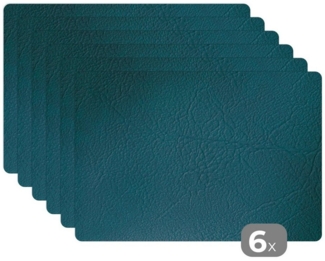 MuchoWow Platzset Leder - Lederoptik/print - Grün - Blau, (6-St), Platzsets, Tischset, Abwaschbar, Tischsets, Platzdeckchen