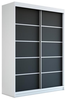 Schwebetürenschrank PARIS 2-türig Schrank 160 cm (mit Spiegel) Farbe: Weiß , schwarz