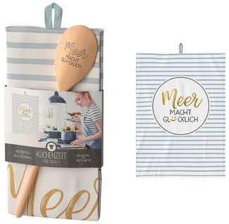 Geschirrtuch mit Kochlöffel Geschenk Set Küchenzeit La Vida Auswahl Meer Glücklich 3068151