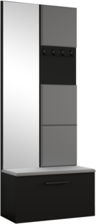 AX LIVING Kleiderschrank mit Spiegel Rosanno III 80,6 cm Schwarz JS90