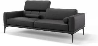 Sofanella 3-Sitzer SALERNO Ledersofa Couch Echtleder in Schwarz M: 218 Breite x 97 Tiefe