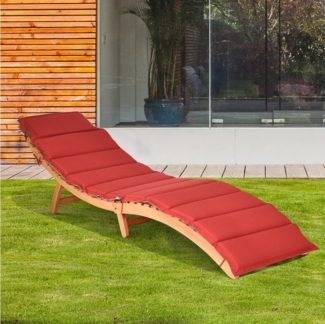 COSTWAY Gartenliege, klappbar, Sonnenliege Massivholz, mit Auflagen, 180kg