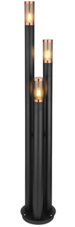 Stehleuchte, Edelstahl, Kupfer, schwarz, rauch, H 170 cm