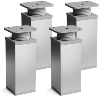 sossai® Möbelfuß Design-Möbelfüße, 4er & 8er Set, höhenverstellbar MFV1, Farbe: Alumin, (4-St), Farbe: Aluminium