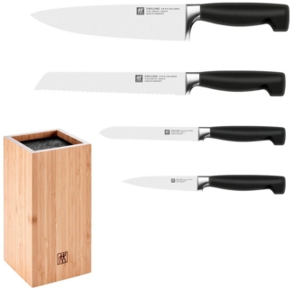 Zwilling Messerblock **** VIER STERNE, inkl. 4 Messer (5tlg), mit flexiblen Kunststoff-Borsten, Bambus