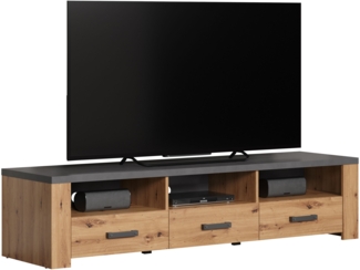 TV-Lowboard Franka / Follow, Holzwerkstoff, Grau, Schwarz, Holzfarben, 180 x 43 x 50 cm