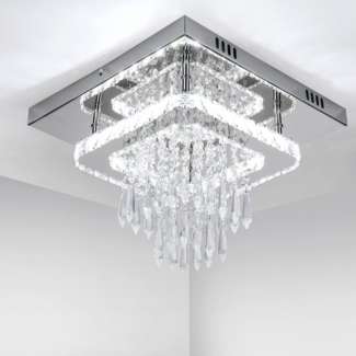 oyajia Deckenleuchte 24W Luxus LED Deckenleuchte 50cm, Modern K9 Kristall Deckenlampe 6500K, LED fest integriert, ‎Kaltweiß, Edelstahl Sternform Glanz Deckenleuchte, für Wohnzimmer Flur Hotel