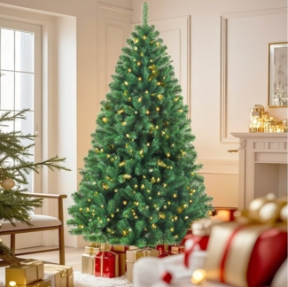 WHEELYOU Künstlicher Weihnachtsbaum mit Weihnachtsbaum mit Eisenfuß, aus PVC, 180cm/210cm, Christbaum, Dicht gefüllter Tannenbaum, realistische Kiefernnadelstruktur