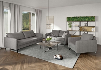 S-Style Möbel Polstergarnitur 3+2+1 Azalea mit Schwarz Metall Füßen aus Luxusmikrofaser, (1x3-Sitzer-Sofa, 1x2-Sitzer-Sofa, 1x Sessel), mit Wellenfederung