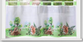 Weckbrodt Scheibengardine Jara, Schlaufen (1 St), halbtransparent, Voile, Bistro, Voile, beruckt, halbtransparent,3 Tieranhänger, Gardine, Store