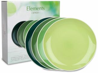 Waechtersbach Elements Jungle Teller 4er Set, Speiseteller, im Geschenkkarton, Bone China, Grün, Ø 27 cm, 41 5 974 1000