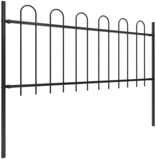 vidaXL Gartenzaun mit Rundbogen Stahl 1426 x 80 cm Schwarz 277654