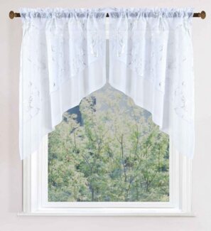 Gardinenbox Scheibengardine (2 St), Stangendurchzug, transparent, Voile, 2er-Set HxB 80x80 cm Weiß Kurzgardine Bistro